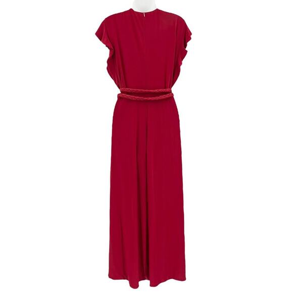 MISA LOS ANGELES Irina Wrap Dress Red Braided Tie Flutter Sleeve Size Med NWT - Picture 5 of 7
